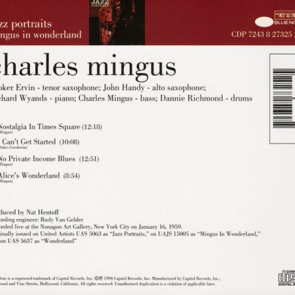 Charles Mingus Jazz Portraits. Mingus In Wonderland 1992 jazz cd - bass oh yeah - Picture 2 of 3